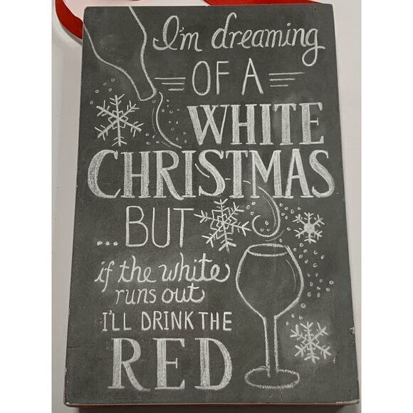 Primitives I'm Dreaming Box Chalk Sign Wooded Christmas Decoration 10x6.5" - Picture 2 of 4